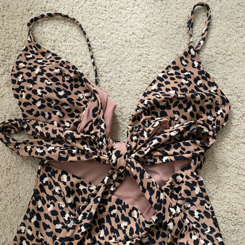 Cheetah Print Cut-out Bathing Suit